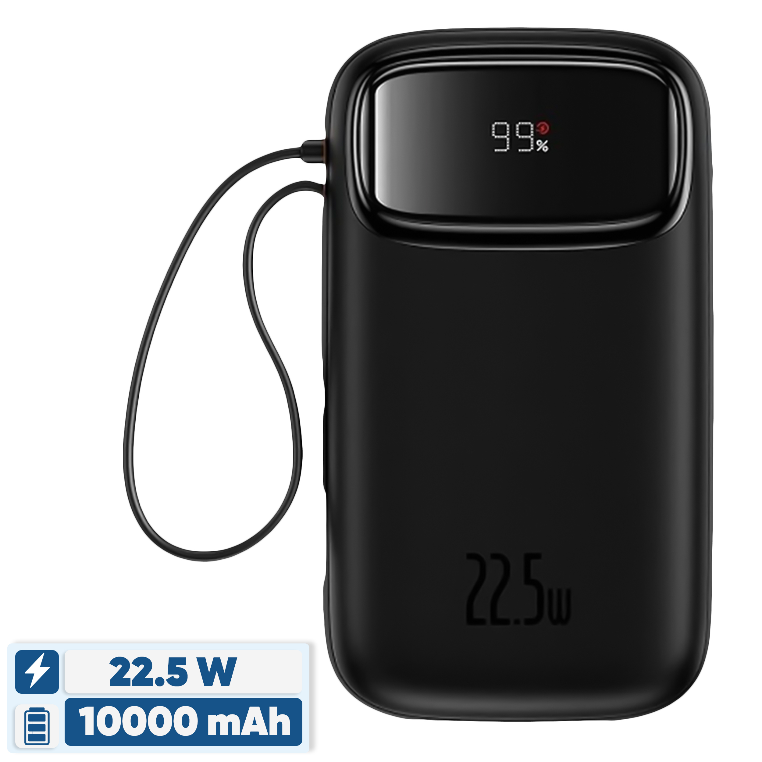 پاوربانک 22.5 وات بیسوس مدل 22.5W QPow2 Dual Cable ظرفیت 10000 میلی آمپر ساعت