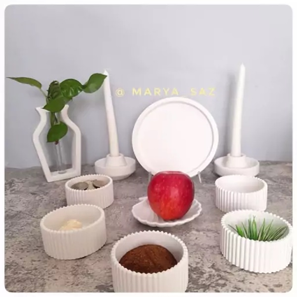 مجموعه ظروف هفت سین 7 پارچه مدل شیاردار دردار