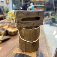 سطل و جا دستمال چوب روس مدل w45