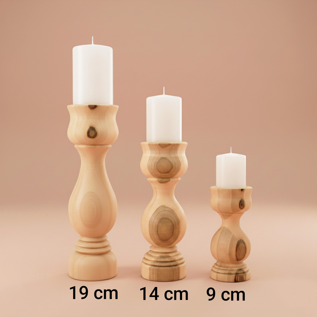 شمعدان چوبی مدل میترا مجموعه 3 عددی