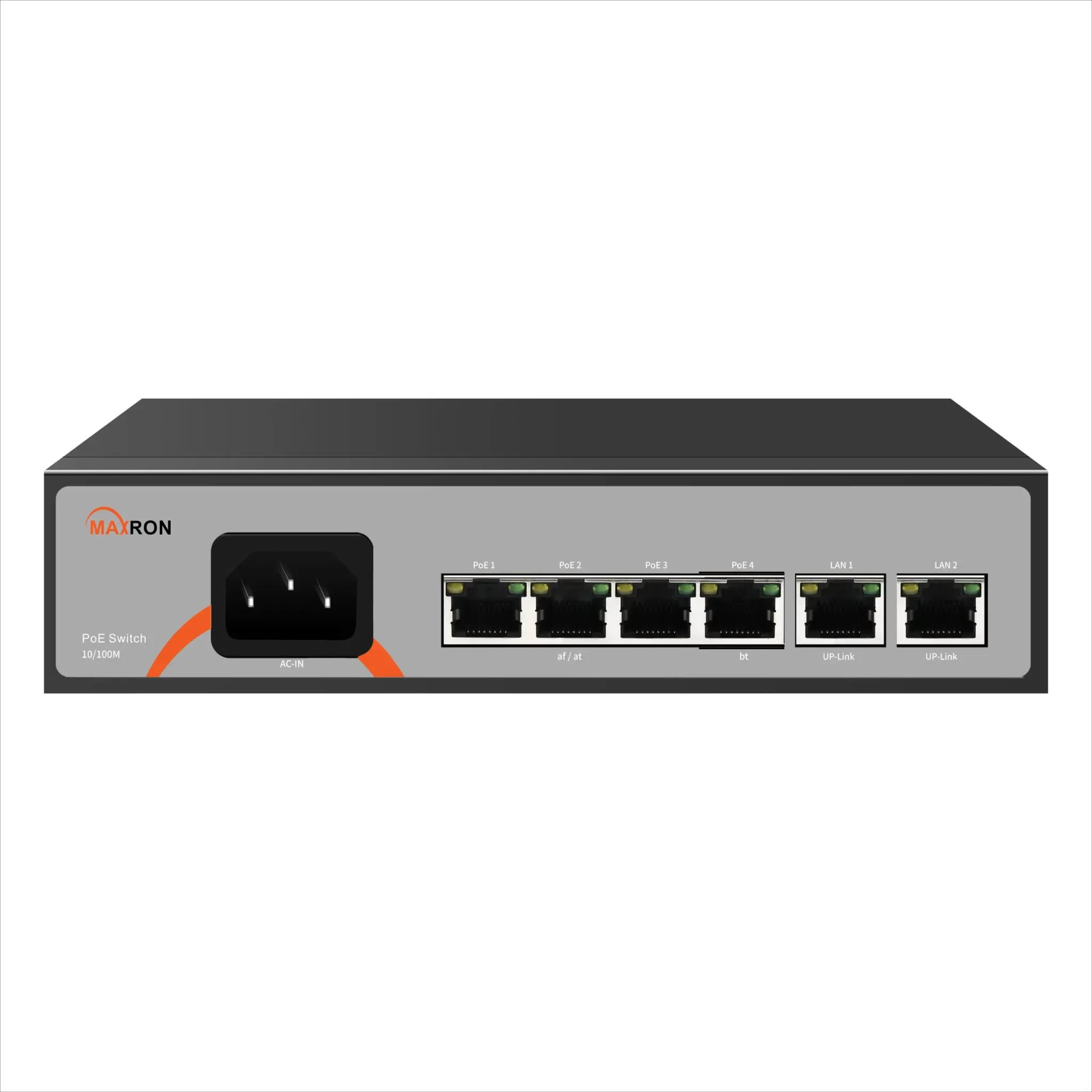 سوییچ چهار پورت POE مکسرون مدل MSW-3004FP-2FL-60I