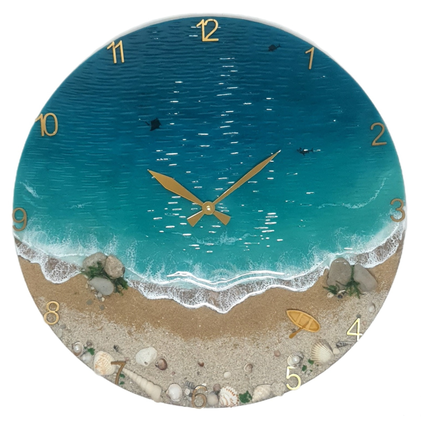 ساعت دیواری رزینی طرح ساحل و دریا
