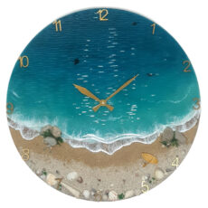 ساعت دیواری رزینی طرح ساحل و دریا