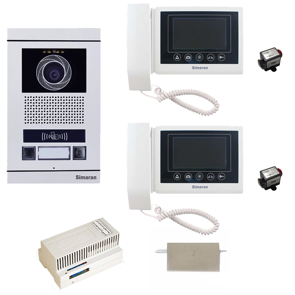 مجموعه دربازکن تصویری کارتی سیماران مدل 43TKM-VFBC2/N دو طبقه به همراه محافظ ولتاژ مانیتور