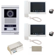 مجموعه دربازکن تصویری کارتی سیماران مدل 43TKM-VFBC2/N دو طبقه به همراه محافظ ولتاژ مانیتور