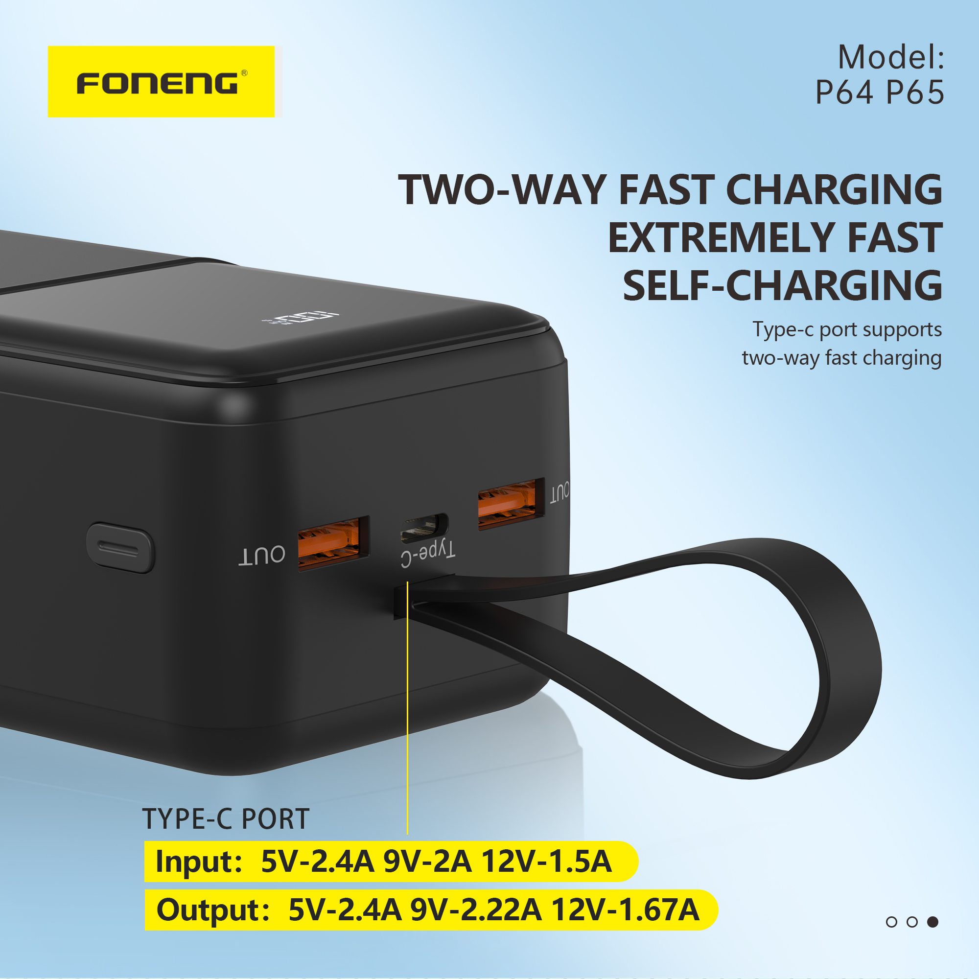 پاوربانک فوننگ مدل P65 ظرفیت 50000 میلی آمپر ساعت