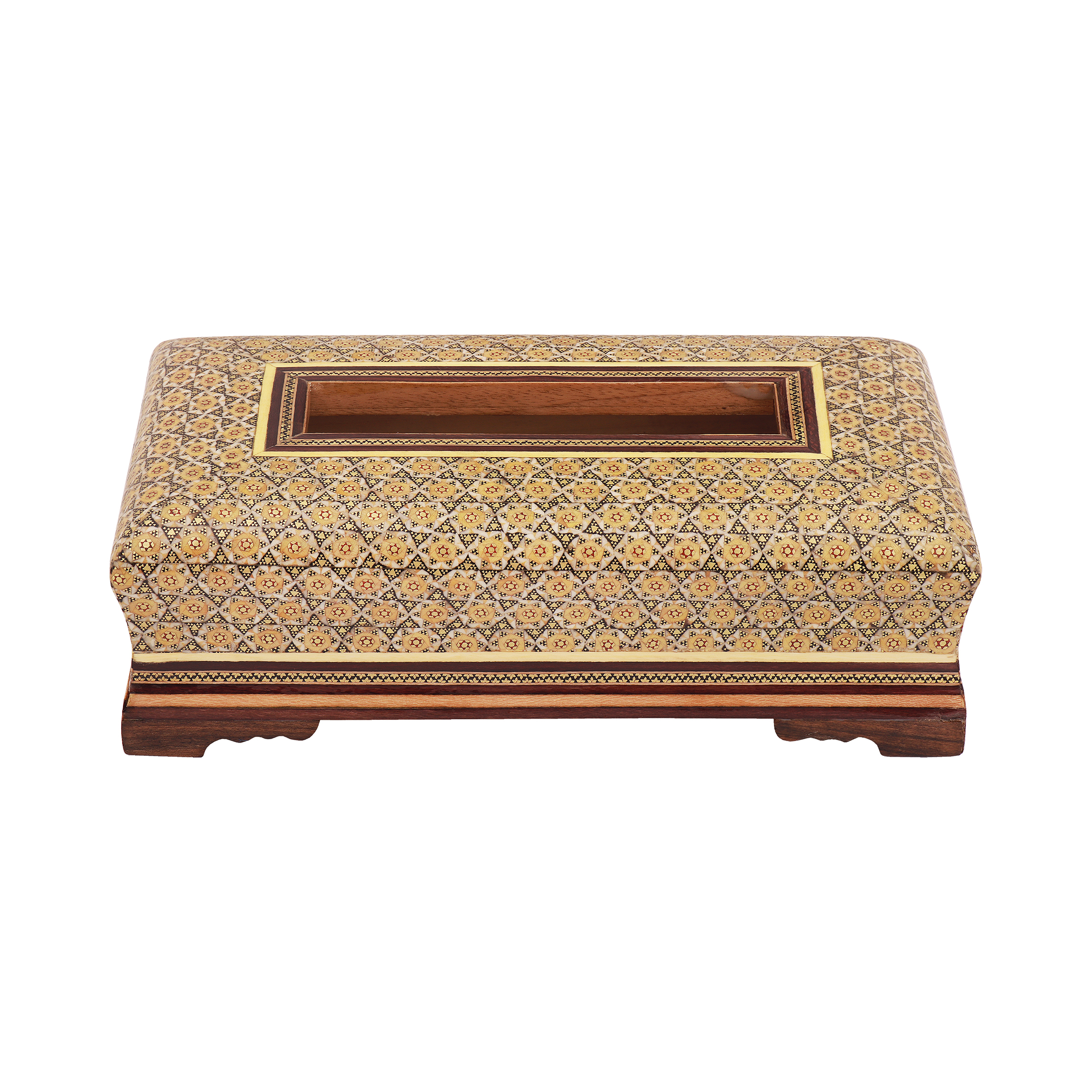 جعبه دستمال کاغذی  کشویی مدل خاتم کاری تخمه دار