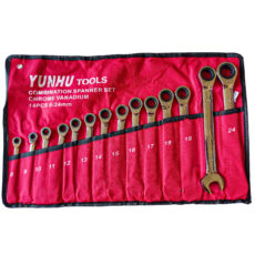 آچار یکسر تخت و یکسر رینگی جغجغه ای یونا مدل WPW2150 مجموعه 14 عددی