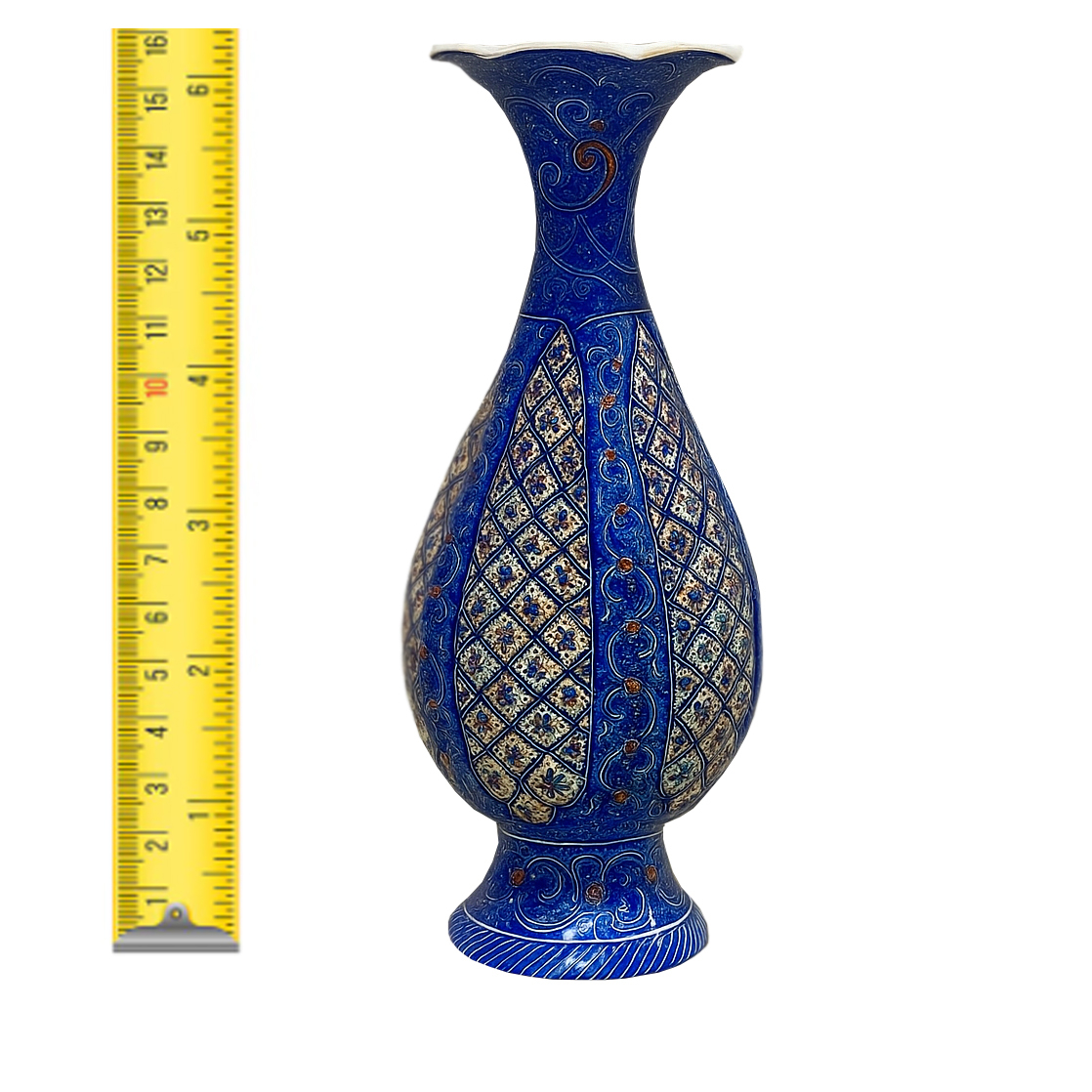 گلدان میناکاری اسماعیلی مدل خمره ای طرح نقش برجسته کد 841159-8