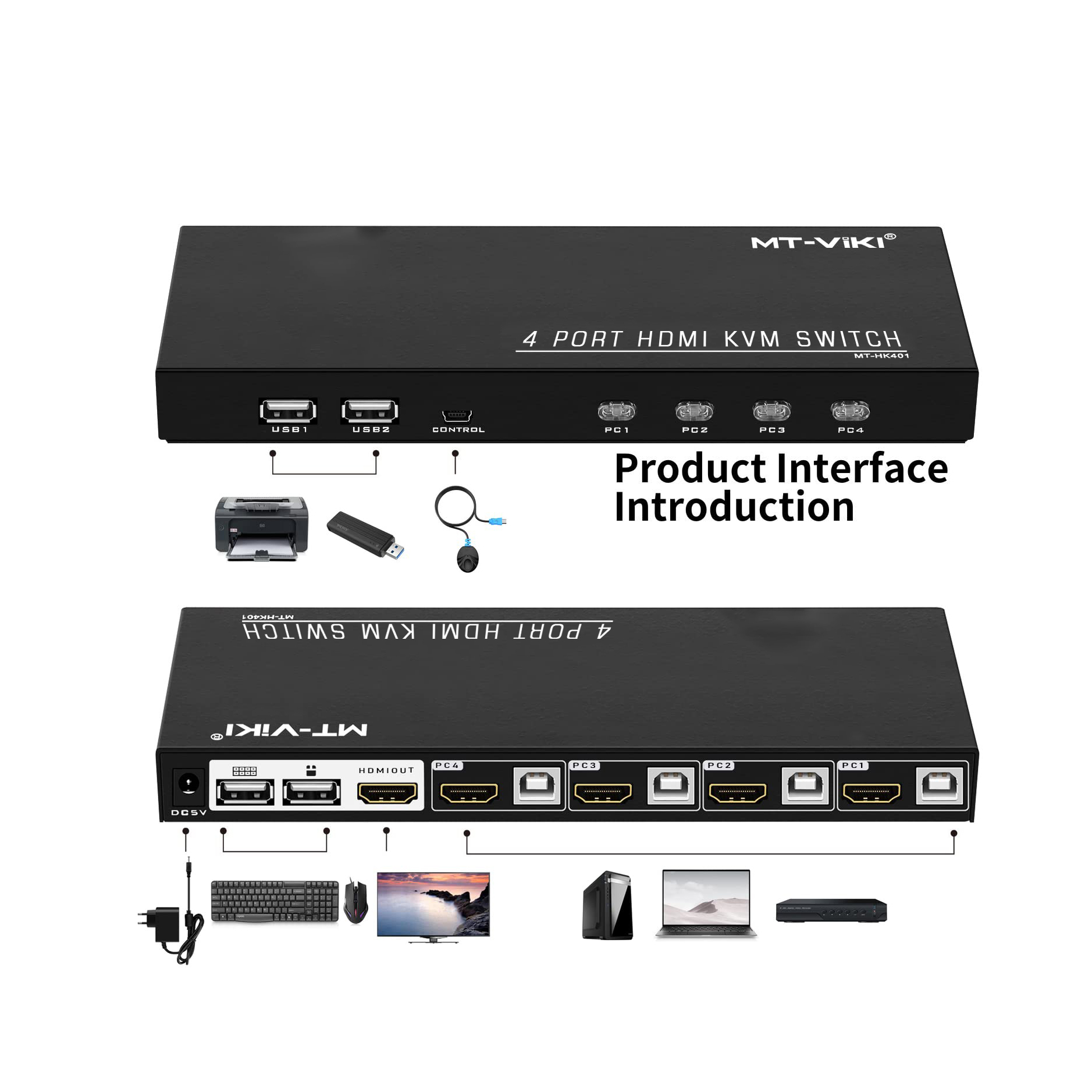 سوییچ 4 پورت KVM ام تی وی کی مدل HK401