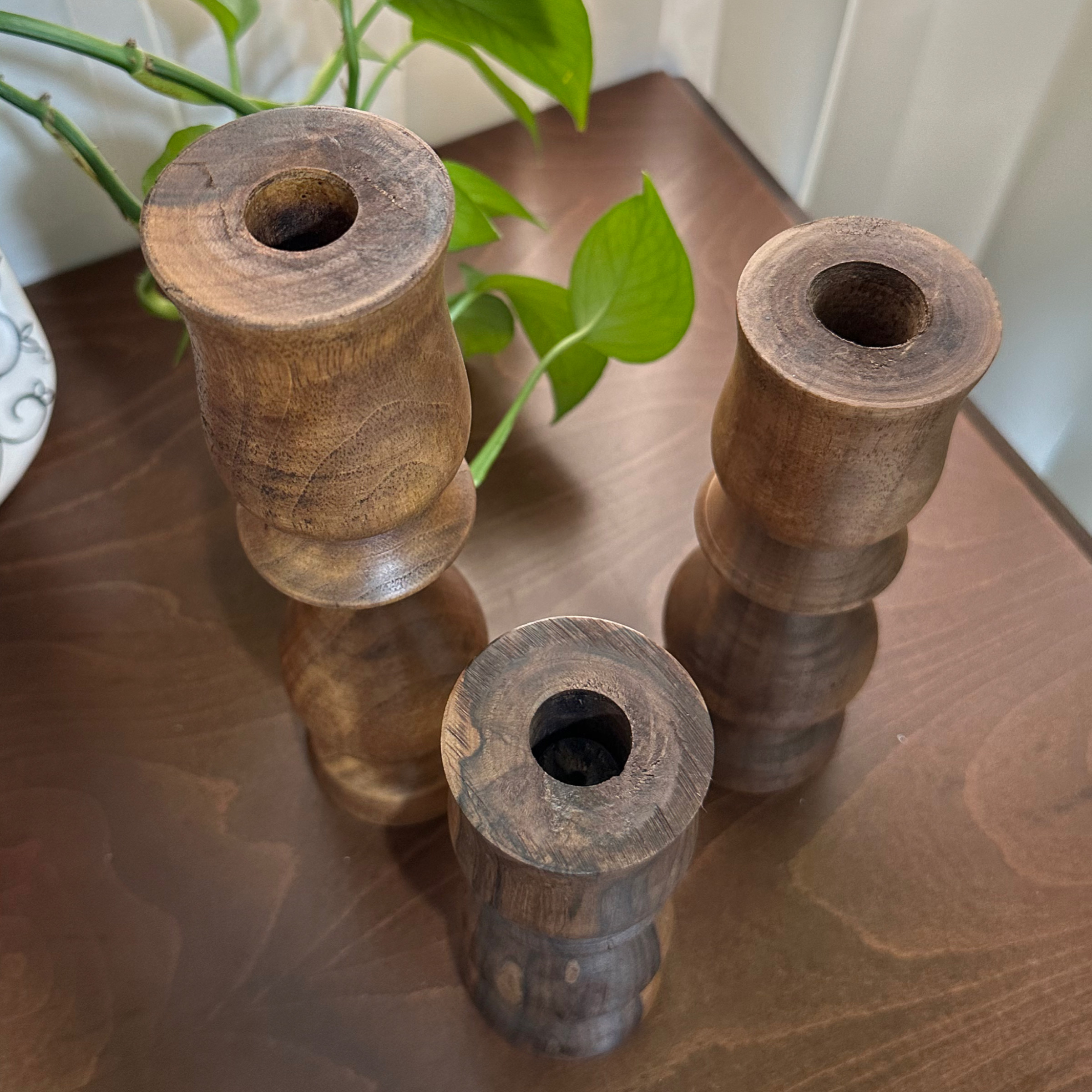 شمعدان چوبی کد 105 مجموعه 3 عددی