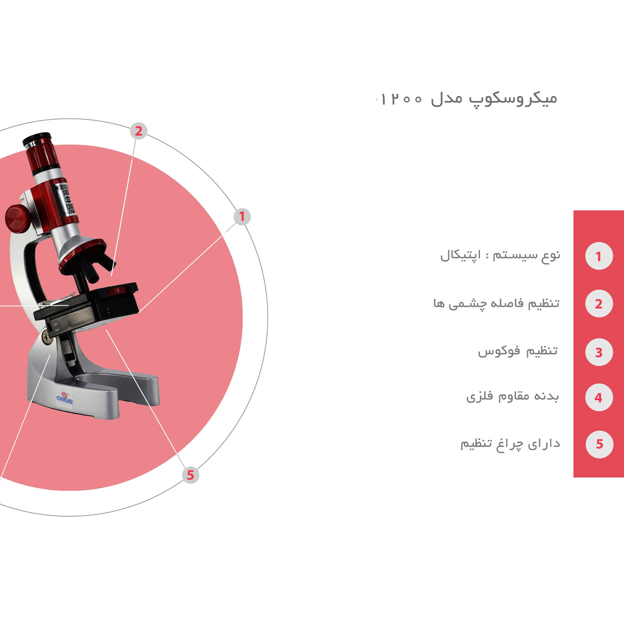 میکروسکوپ کامار مدل دانش آموزی 1200x