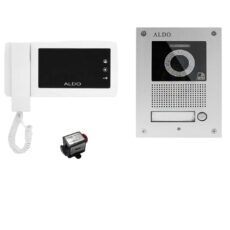 مجموعه دربازکن تصویری کارتی آلدو مدل 414m-4ucmrfid به همراه محافظ ولتاژ مانیتور