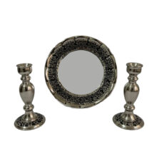 آینه و شمعدان مسی مدل کروم سیاه قلم کد ZH379