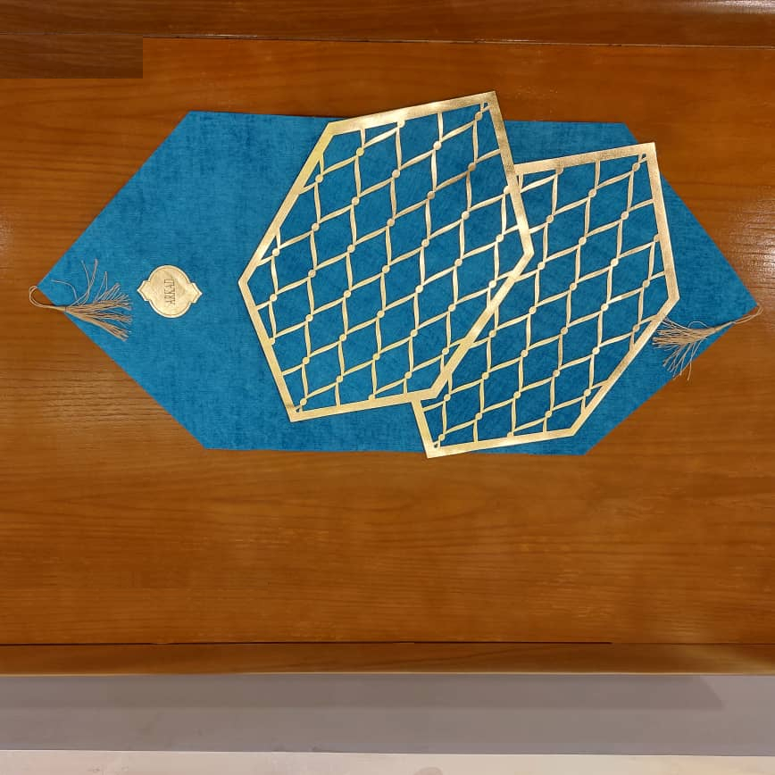 ست سه تکه رومیزی آرکاد مدل چرم و مخمل طرح موج کد T8540