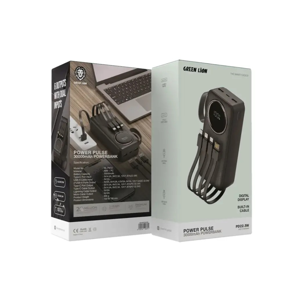 پاور بانک گرین لاین مدل پالس ۳۰ هزار میلی آمپر ساعت