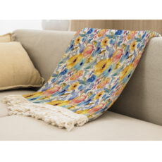 شال مبل بارمان دکور طرح گل های آبرنگی کد 02 سایز 98x180 سانتی متر