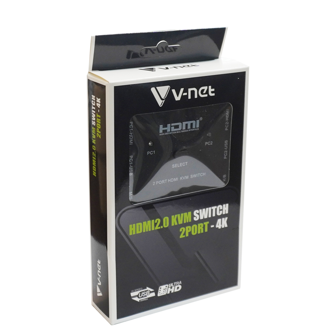 کی وی ام سوییچ HDMI دو پورت وی نت مدل V-SWKHM4K2
