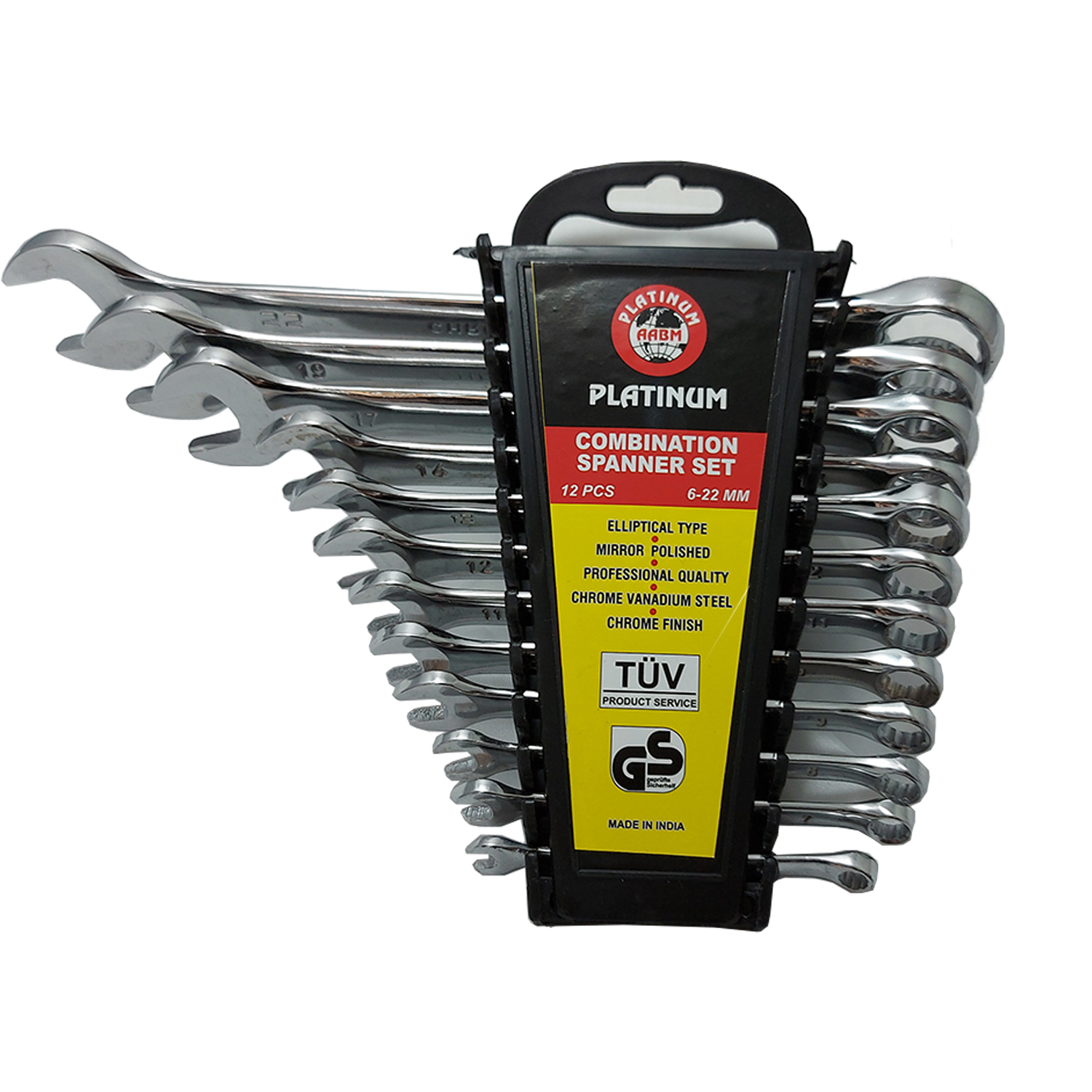 مجموعه 12عددی آچار یکسر تخت یکسر رینگی پلاتینیوم کد p6-22