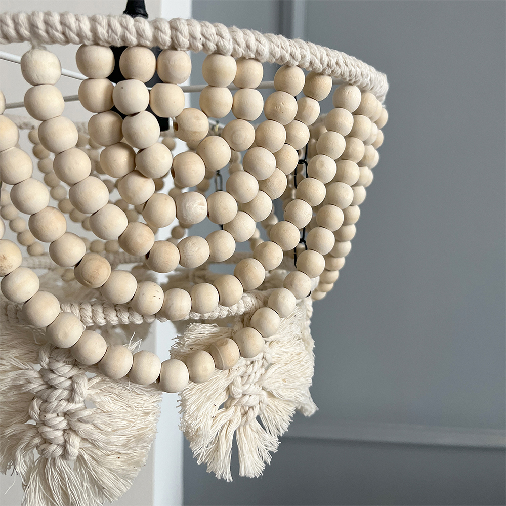 لوستر بافتنی مدل چوبی استایل مکرومه کد 40