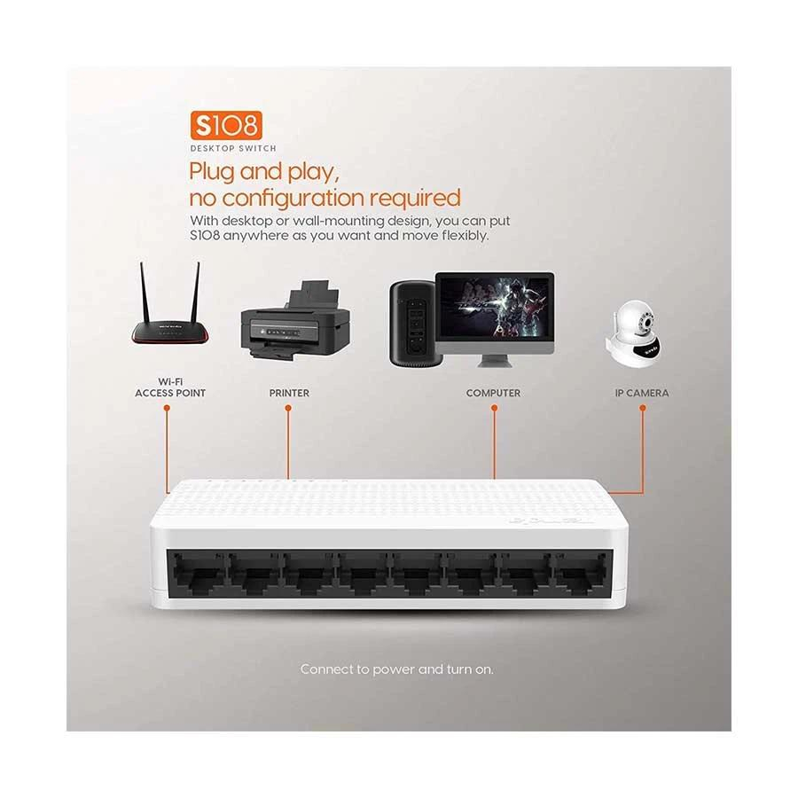 سوییچ شبکه 8 پورت 10/100 تندا اس 108