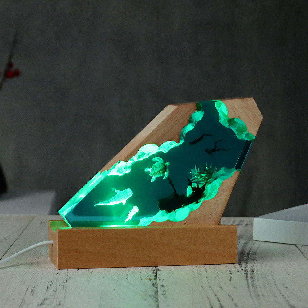 چراغ خواب مدل اقیانوس رزینی و چوبی