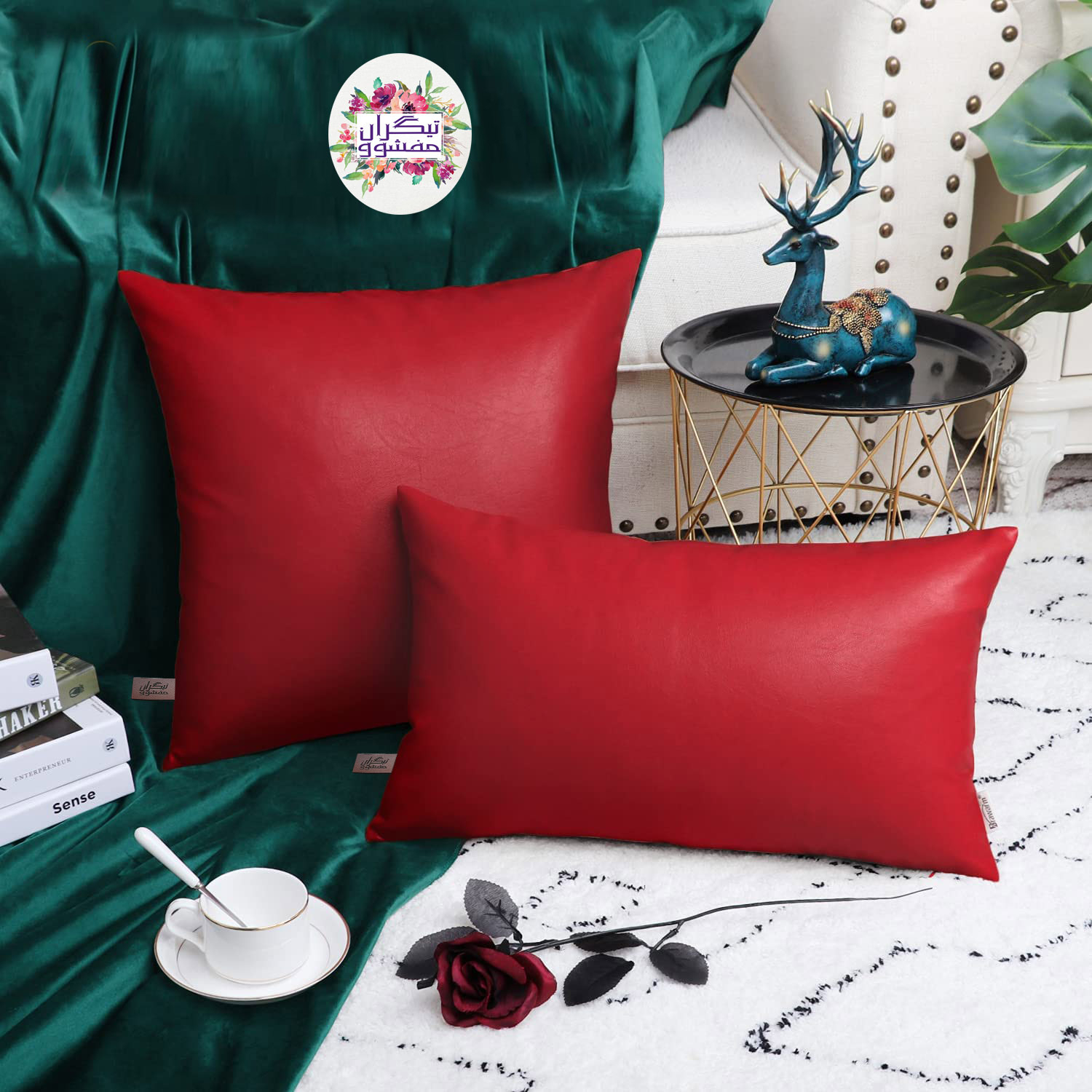 کوسن تیگران مفشوو مدل Leather cushion مجموعه دو عددی