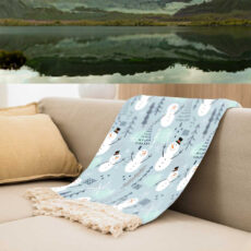 شال مبل طرح آدم برفی کد Q2SH1074 سایز 98x180 سانتی متر