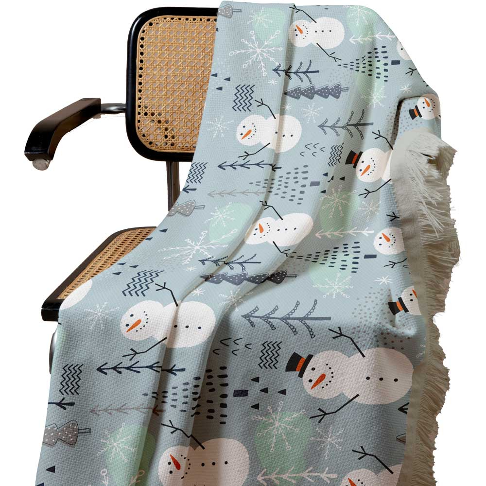 شال مبل طرح آدم برفی کد Q2SH1074 سایز 98x180 سانتی متر