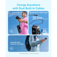 پاوربانک 100 وات انکر مدل A1695 ظرفیت 25000 میلی آمپر ساعت به همراه دو کابل USB-C