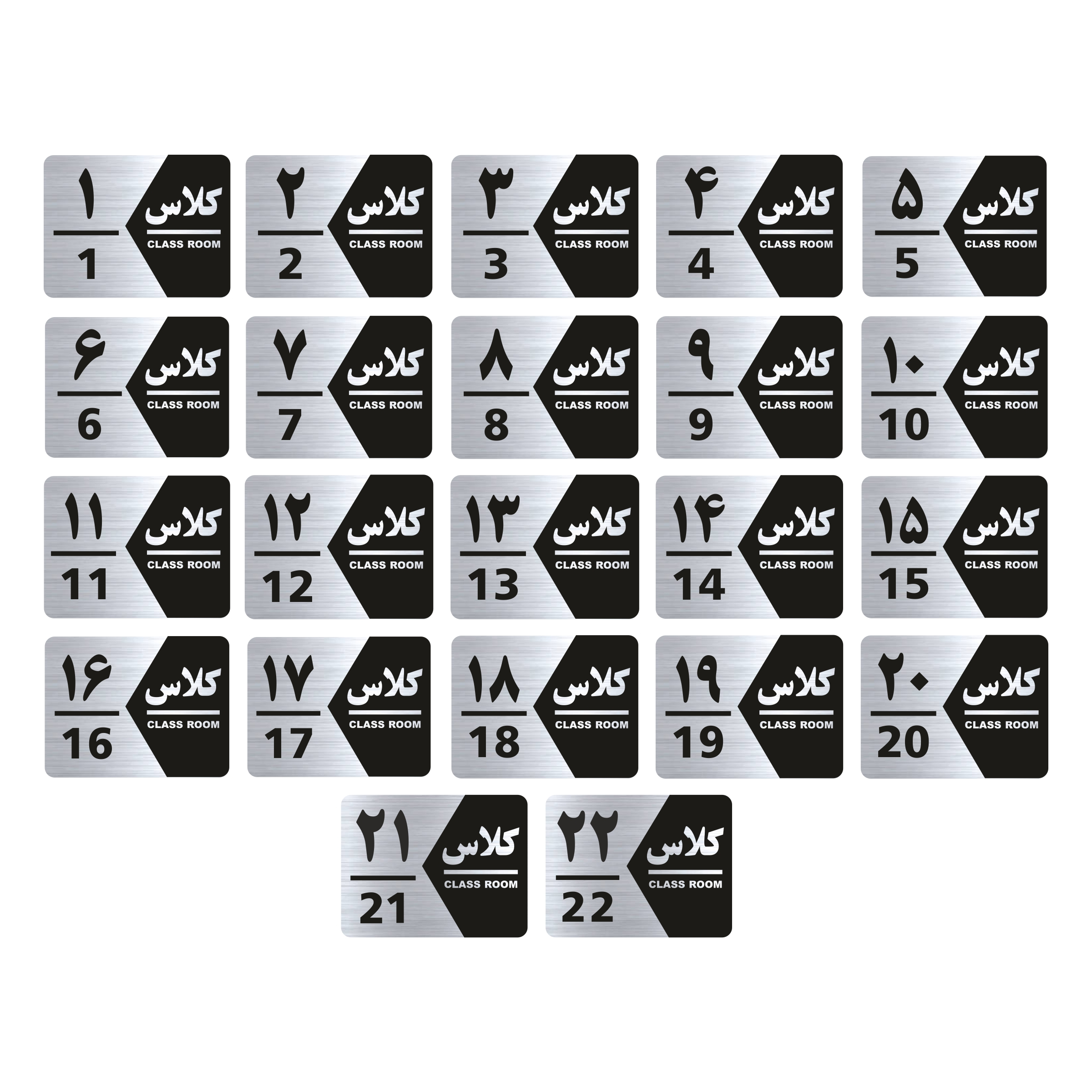 تابلو راهنما طرح شماره کلاس مدل GNS1422 مجموعه 22 عددی