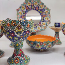 مجموعه ظروف 10 پارچه هفت سین میناکاری مدل شکوفه کد 10