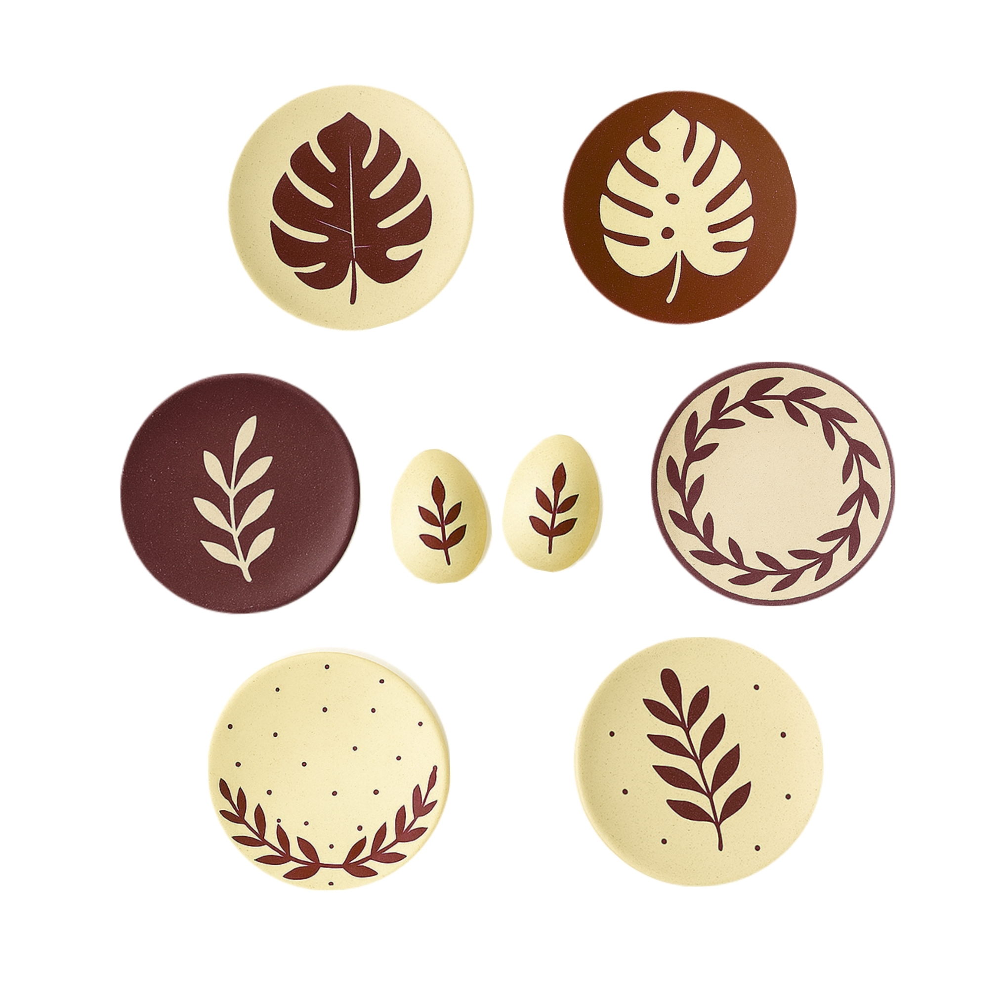 بشقاب سفالی طرح هفت سین کد D506 مجموعه 8 عددی