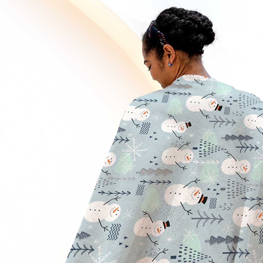 شال مبل طرح آدم برفی کد Q2SH1074 سایز 98x180 سانتی متر