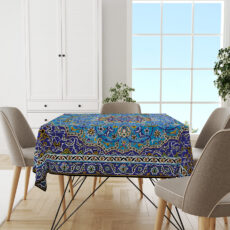 رومیزی مدل دایره ای مخمل فیروزه me005