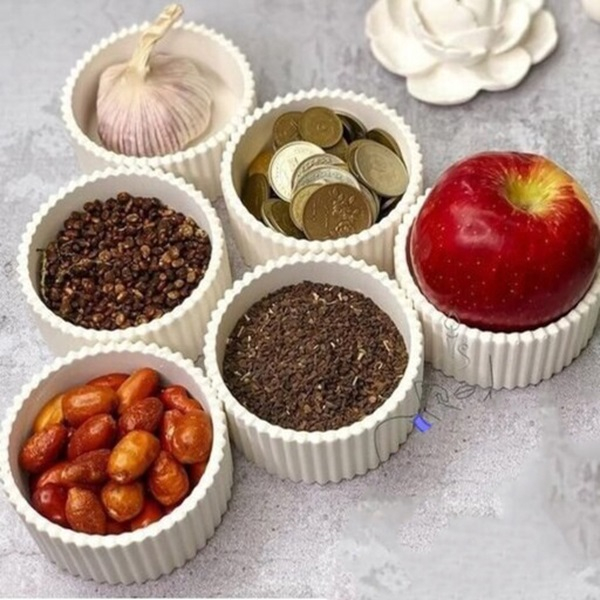 مجموعه ظروف هفت سین 7 پارچه مدل شیاردار دردار