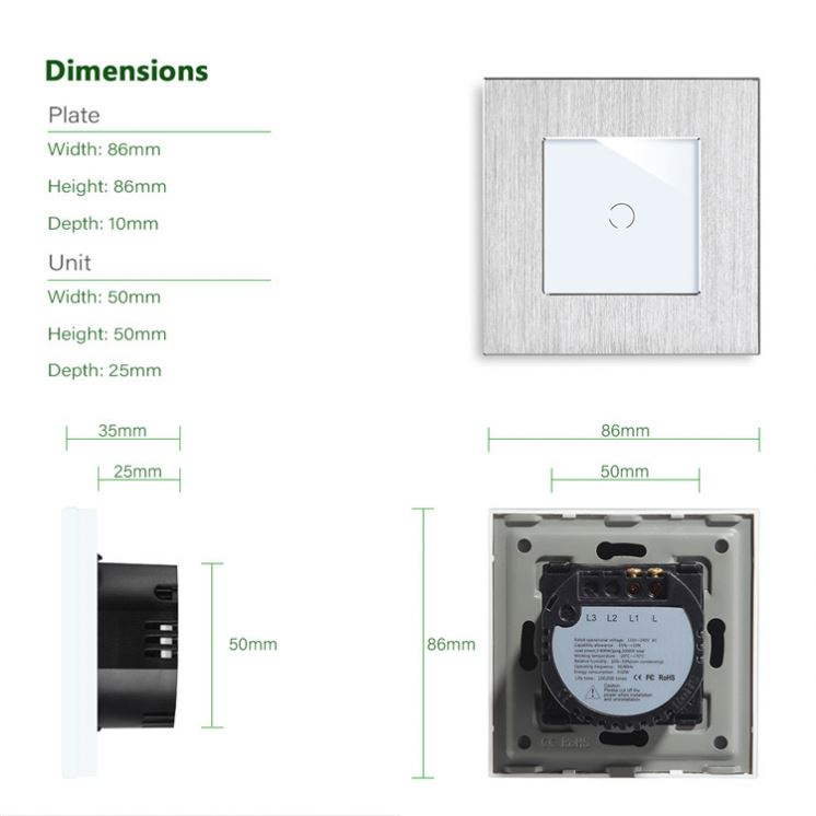 کلید لمسی هوشمند مدل یک پل-وای فای-تویا-فریم آلومینیوم