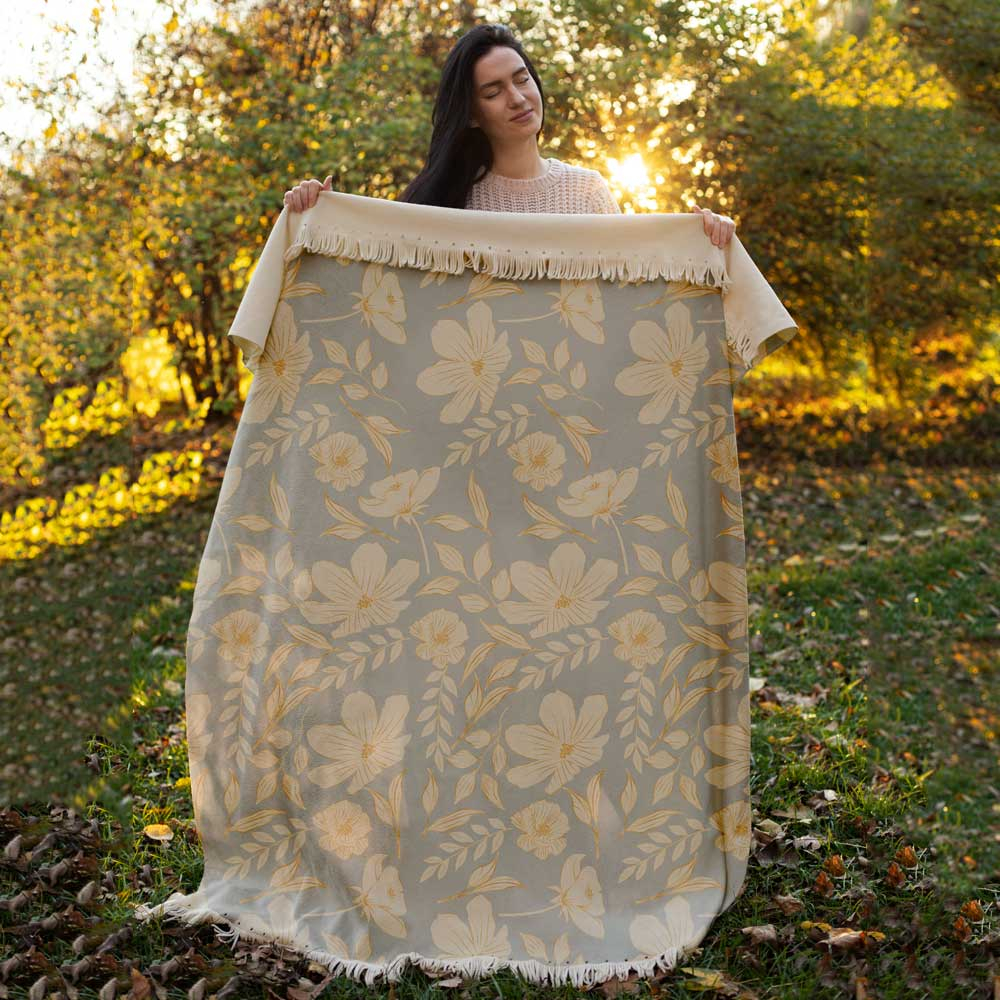 شال مبل مدل گلدار کد F2SH1082 سایز 98x180 سانتی متر