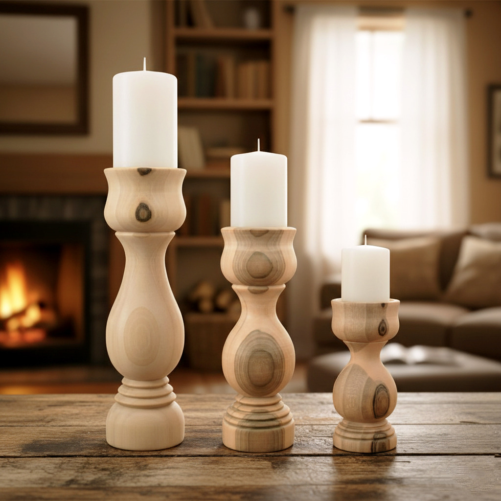 شمعدان چوبی مدل میترا مجموعه 3 عددی
