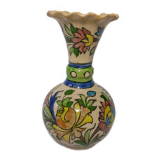 گلدان شیپوری سفالی طرح گل و مرغ کد 009