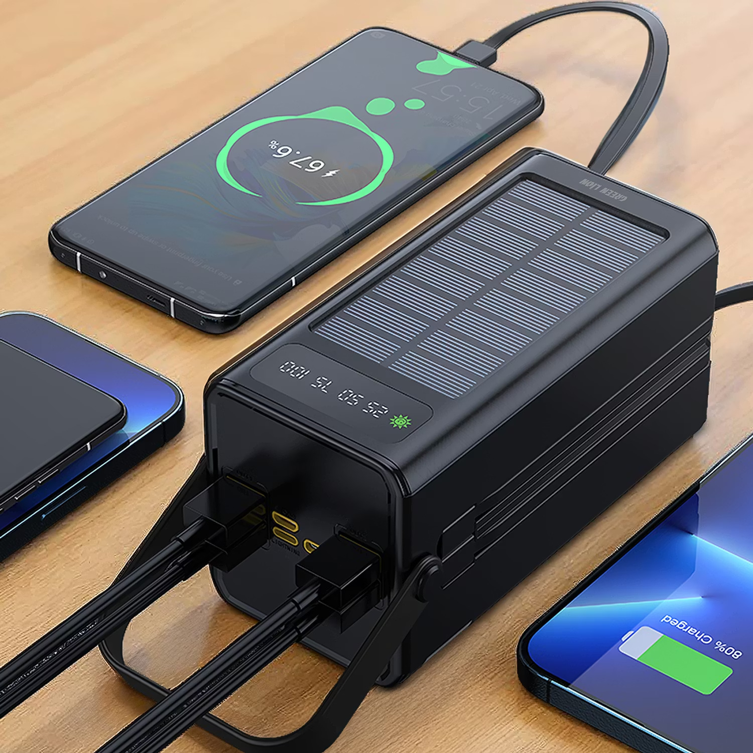 پاوربانک گرین لاین مدل GL-PX50 ظرفیت 60000 میلیآمپر ساعت به همراه پنل خورشیدی