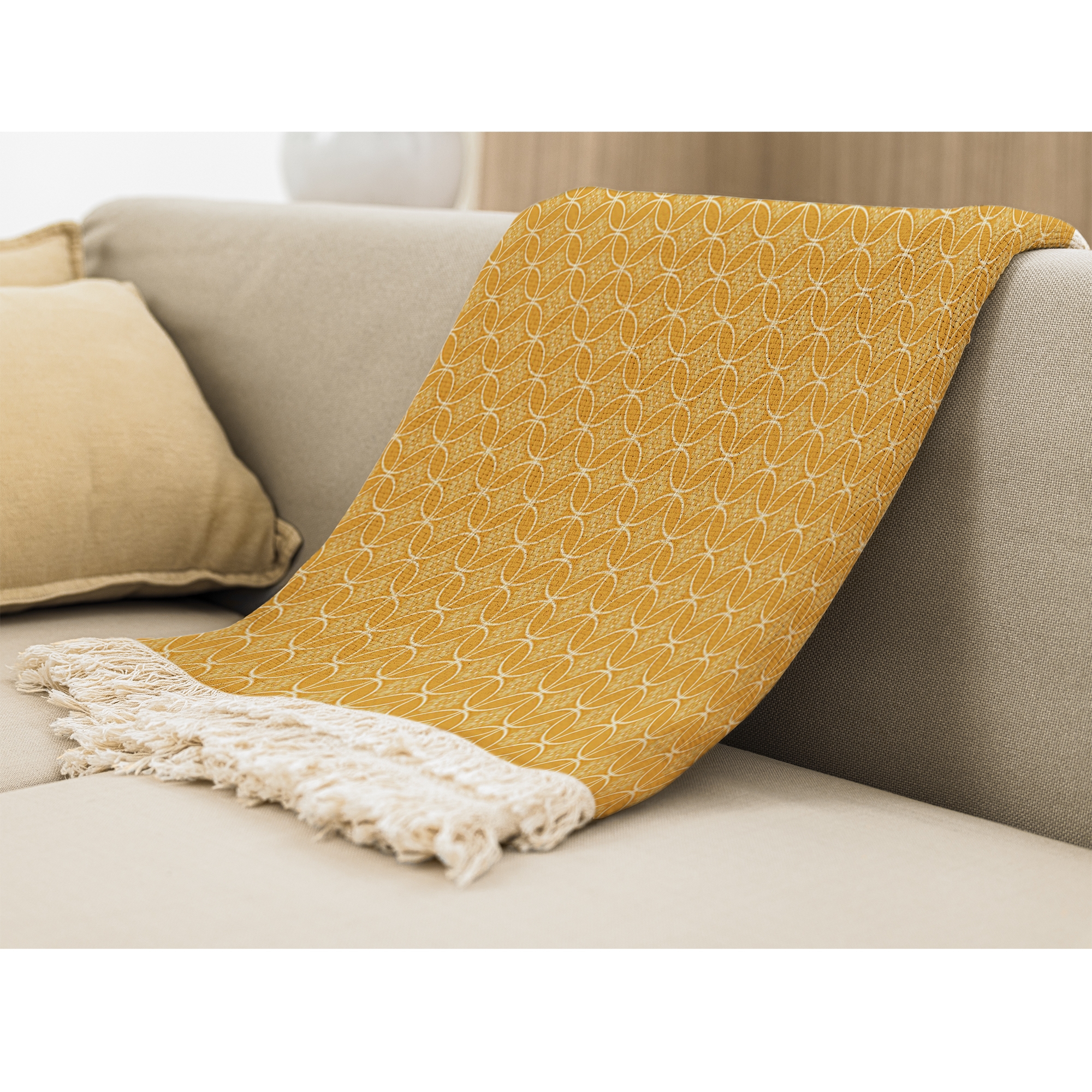 شال مبل بارمان دکور طرح دایره ای کد 64 سایز 98x180 سانتی متر