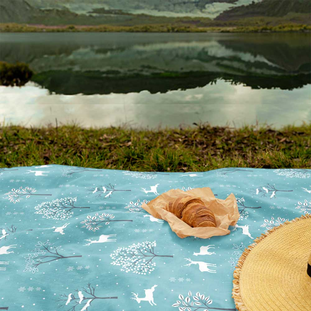 شال مبل طرح زمستان و گوزن کد Q2SH1067 سایز 98x180 سانتی متر