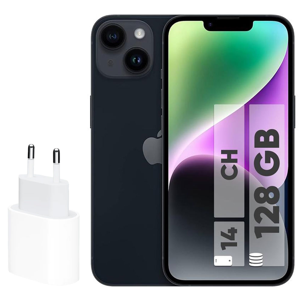 گوشی موبایل اپل مدل iPhone 14 CH دو سیم کارت ظرفیت 128 گیگابایت و رم 6 گیگابایت - به همراه شارژر 20 وات اپل