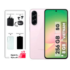 گوشی موبایل سامسونگ مدل Galaxy A56 دو سیم کارت ظرفیت 256 گیگابایت و رم 8 گیگابایت – ویتنام – به همراه شارژر 45 واتی سامسونگ، هدفون بلوتوثی انکر مدل Soundcore R50i، محافظ صفحه نمایش و قاب ژله‌ای
