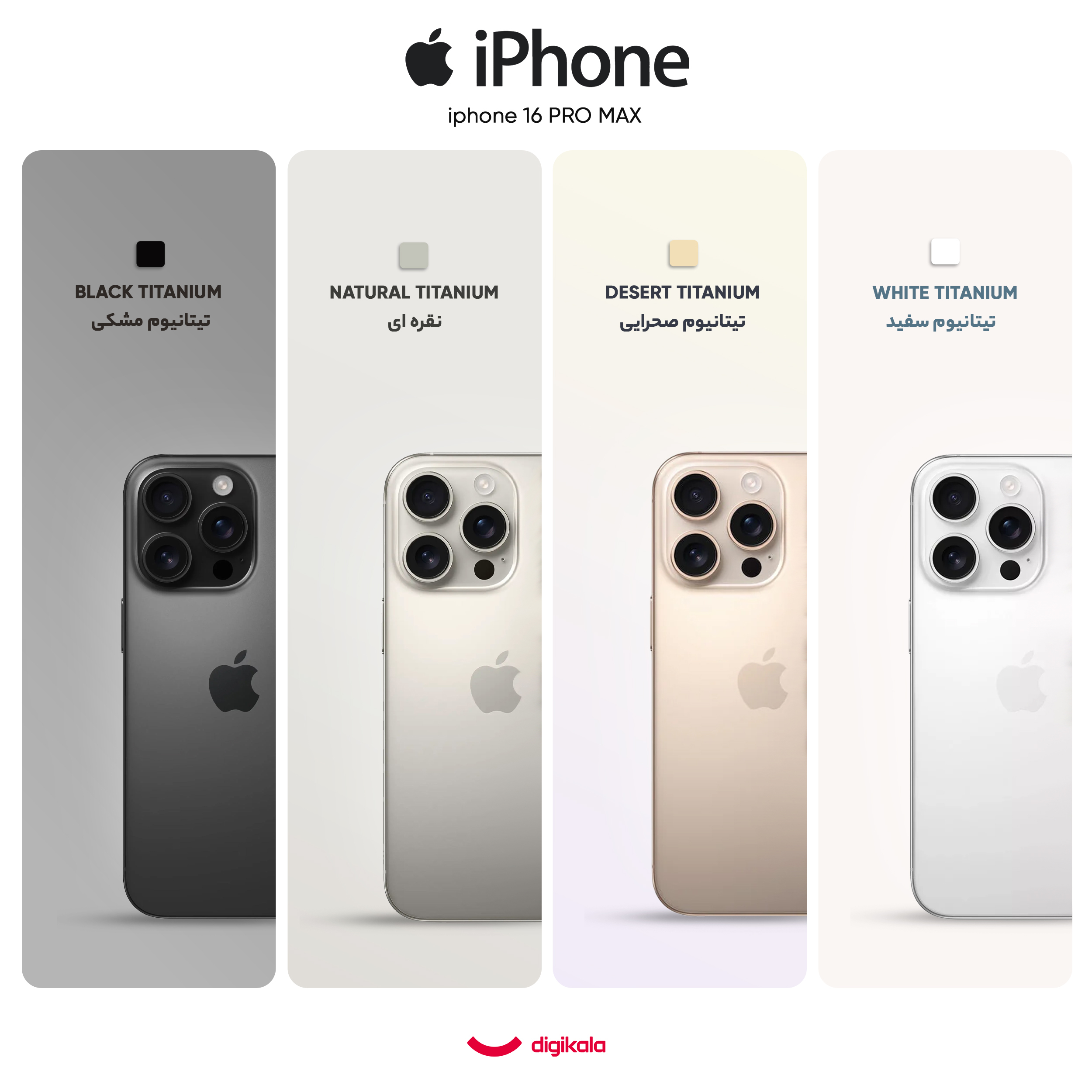 گوشی موبایل اپل مدل iPhone 16 Pro Max ZAA دو سیم کارت ظرفیت 1 ترابایت و رم 8 گیگابایت - به همراه شارژر