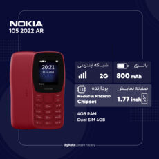 گوشی موبایل نوکیا مدل 105 2022 AR دو سیم کارت ظرفیت 4 مگابایت و رم 4 مگابایت - فاقد منوی فارسی