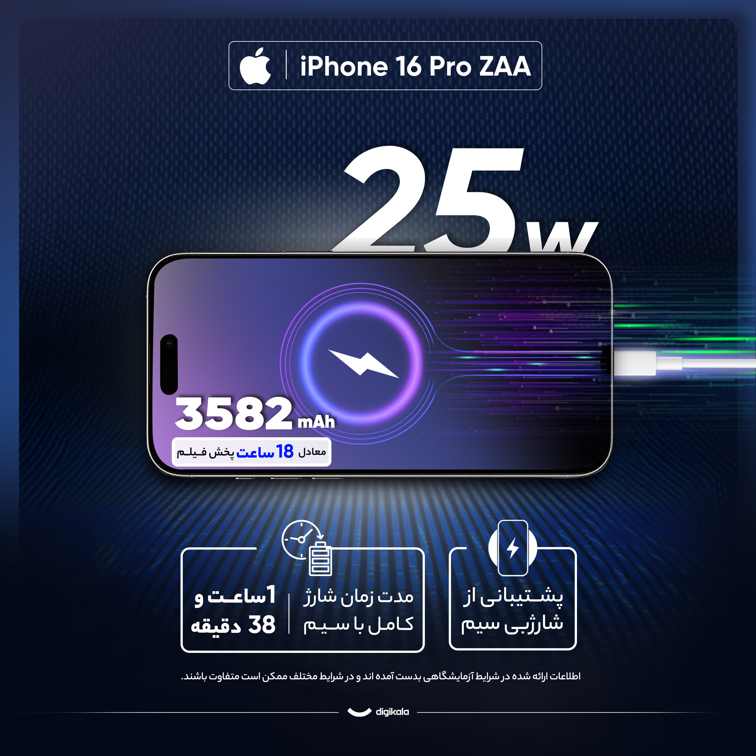 گوشی موبایل اپل مدل iPhone 16 Pro ZAA دو سیم کارت ظرفیت 128 گیگابایت و رم 8 گیگابایت