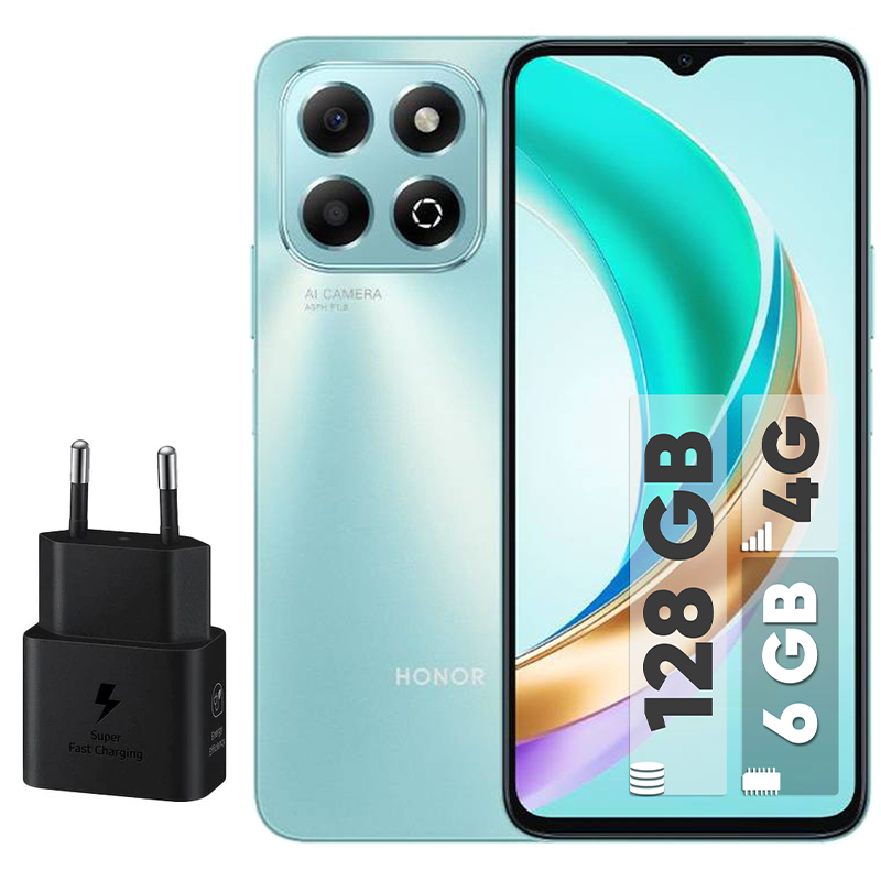 گوشی موبایل آنر مدل X6b دو سیم کارت ظرفیت 128 گیگابایت و رم 6 گیگابایت - به همراه شارژر 25 وات