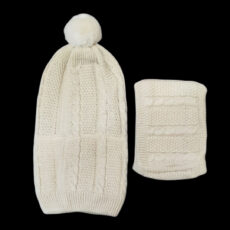 ست کلاه و شال گردن بافتنی مدل دولایه داخل خز Mt